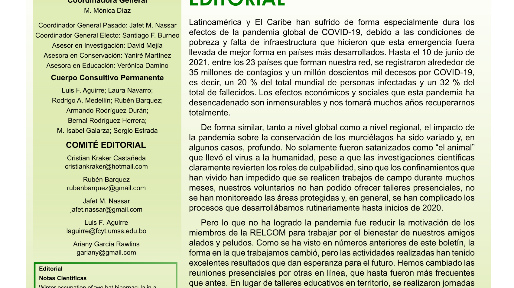 RELCOM's Latest Newsletter (Spanish and English) Vol. 12/N°1. Enero-Abril 2021